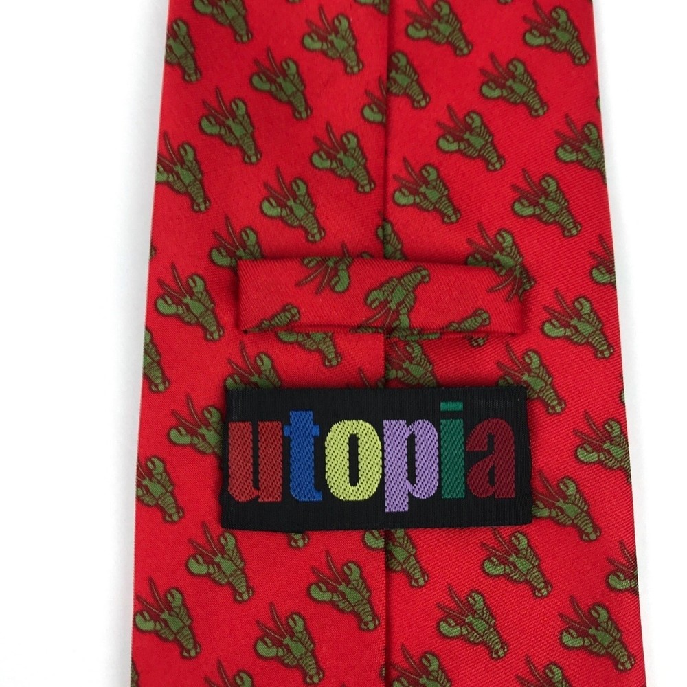 Utopia Men's Tie Handmade Red Green Lobster Sea Life Animal Necktie 56" NEW - Picture 4 of 8